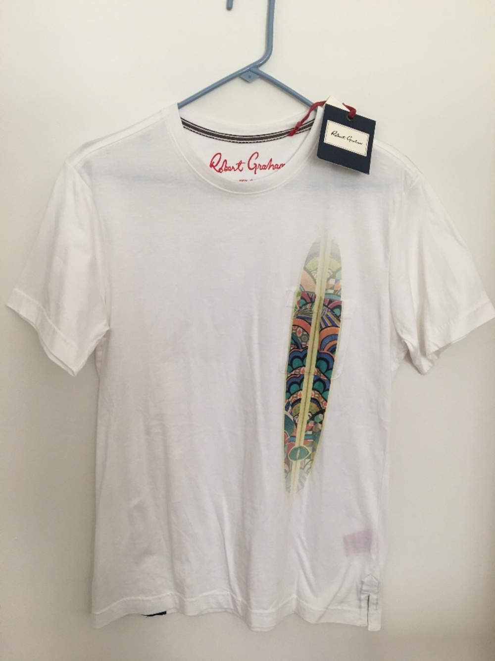 Robert Graham White Cotton Surfboard Pocket T-Shirt